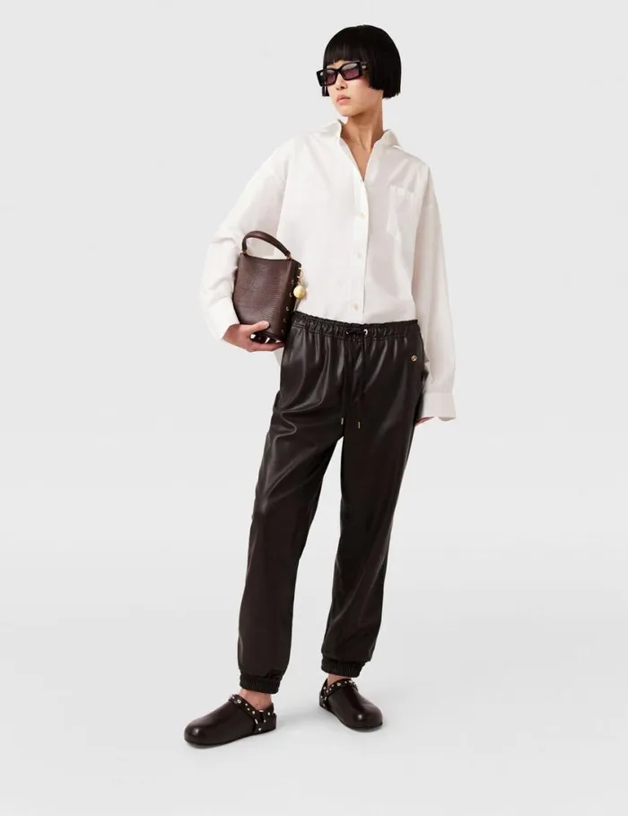 Women Drawstring Alter Mat Sweatpants Dark Chocolate Brown Stella McCartney Pants And Shorts Women Drawstring Alter Mat Sweatpants Dark Chocolate Brown Stella McCartney Pants And Shorts