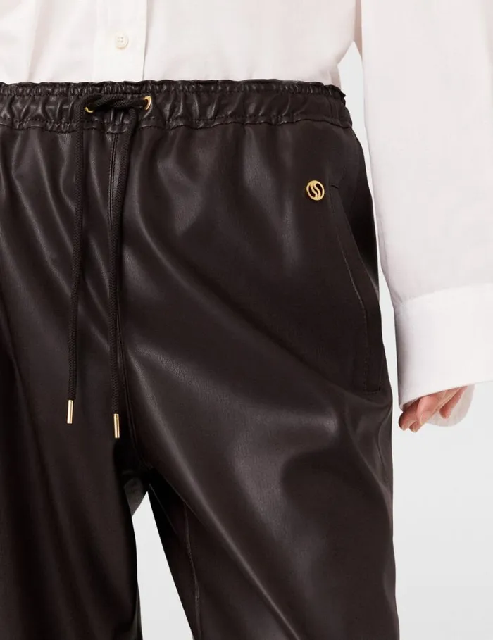 Women Drawstring Alter Mat Sweatpants Dark Chocolate Brown Stella McCartney Pants And Shorts Women Drawstring Alter Mat Sweatpants Dark Chocolate Brown Stella McCartney Pants And Shorts