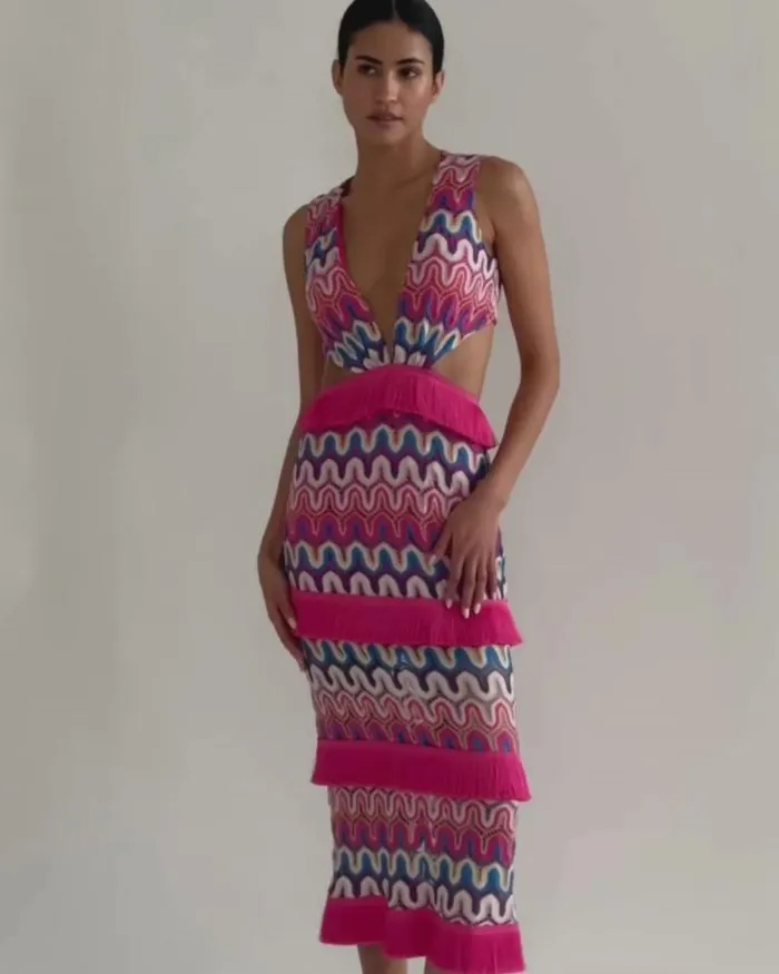 Women Dresses and Jumpsuits PatBO CROCHET CUTOUT MIDI DRESS FINAL SALE Pink Multi
