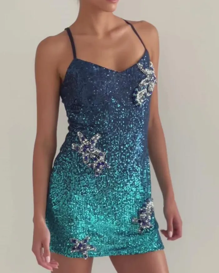 Women Dresses and Jumpsuits PatBO EMBROIDERED OMBRE SEQUIN MINI DRESS FINAL SALE High Tide