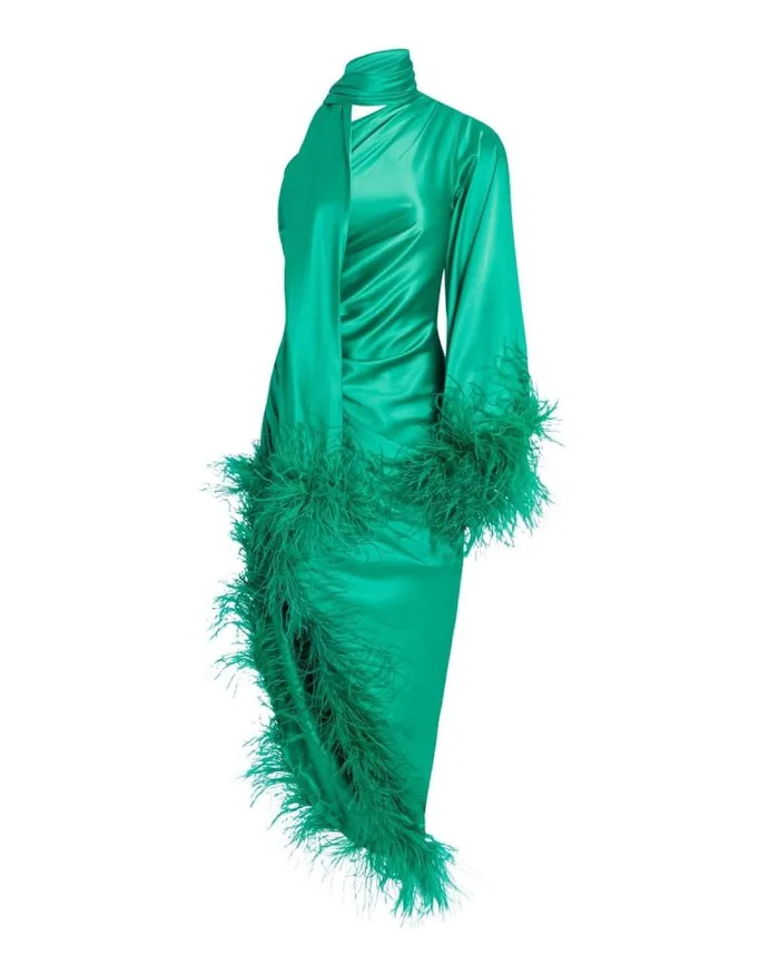 Women Dresses and Jumpsuits PatBO Feather Trim Oscar Dress FINAL SALE Emerald Women Dresses and Jumpsuits PatBO Feather Trim Oscar Dress FINAL SALE Emerald