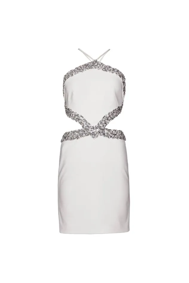 Women Dresses and Jumpsuits PatBO HandBeaded Halterneck Mini Dress FINAL SALE White