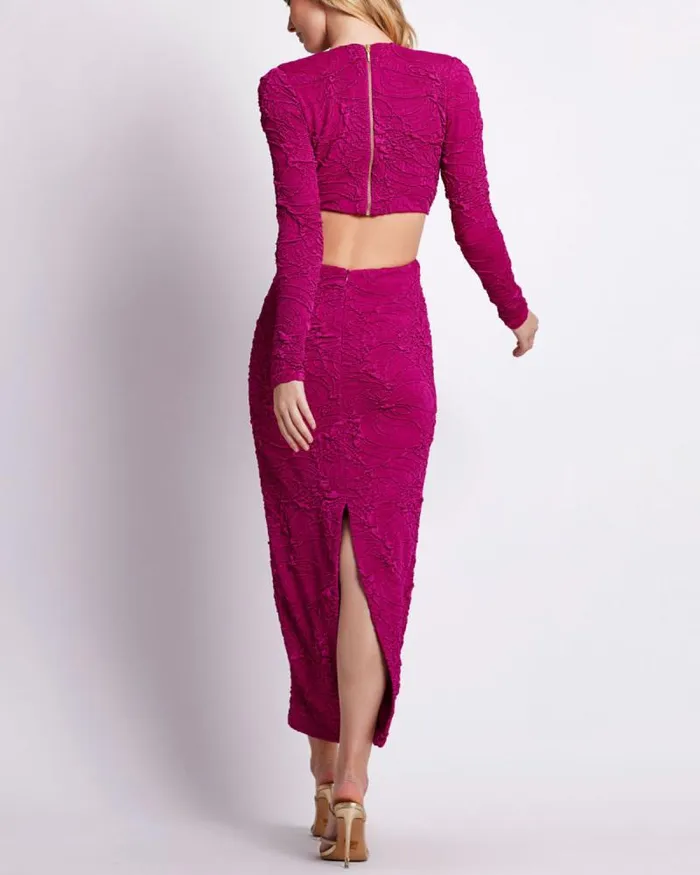 Women Dresses and Jumpsuits PatBO Jacquard CutOut Maxi Dress Raspberry