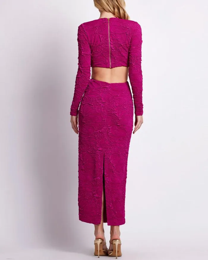 Women Dresses and Jumpsuits PatBO Jacquard CutOut Maxi Dress Raspberry