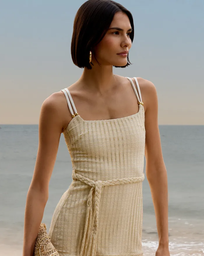 Women Dresses and Jumpsuits PatBO METALLIC KNIT MINI DRESS Off White