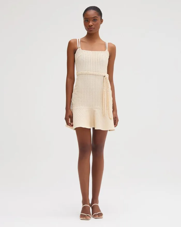 Women Dresses and Jumpsuits PatBO METALLIC KNIT MINI DRESS Off White