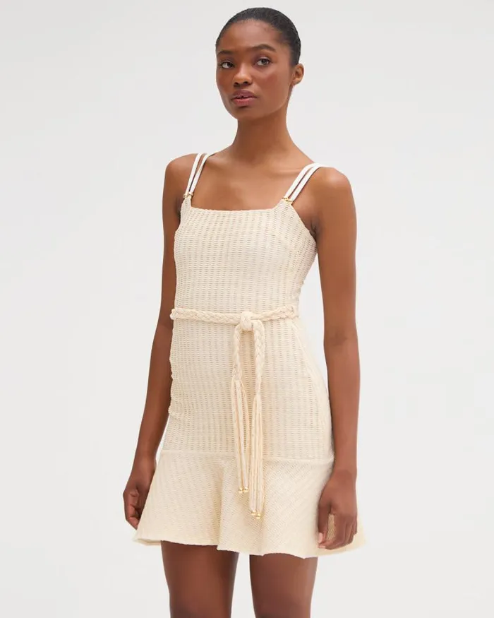 Women Dresses and Jumpsuits PatBO METALLIC KNIT MINI DRESS Off White