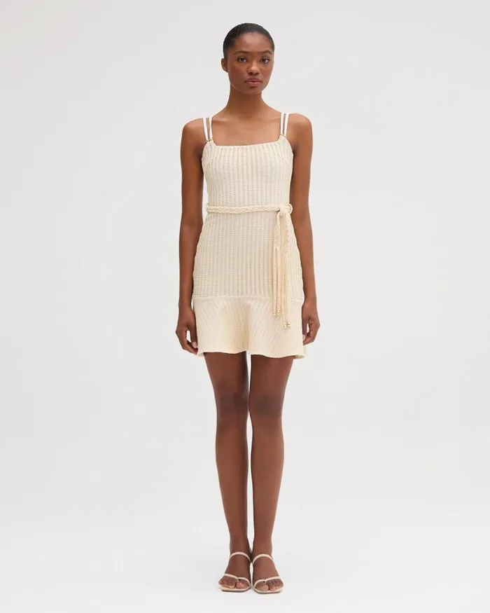 Women Dresses and Jumpsuits PatBO METALLIC KNIT MINI DRESS Off White