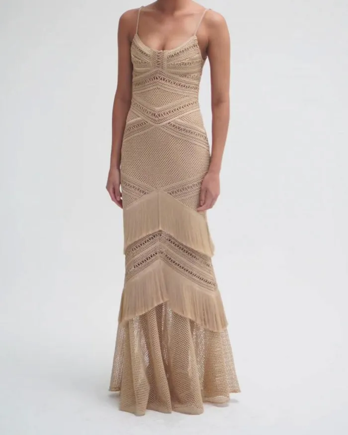 Women Dresses and Jumpsuits PatBO Sleeveless Fringe Maxi Dress EXCLUSIVE Gold