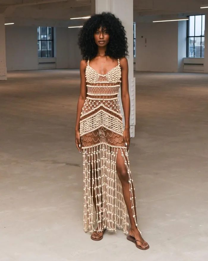 Women Dresses and Jumpsuits PatBO Wood And Crystal Beaded Gown RUNWAY Natural