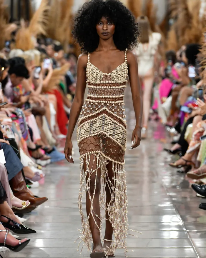 Women Dresses and Jumpsuits PatBO Wood And Crystal Beaded Gown RUNWAY Natural
