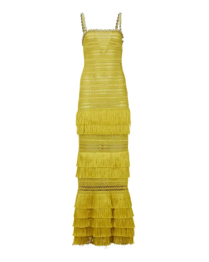 Women Dresses and Jumpsuits PatBO Woven Fringe Maxi Dress FINAL SALE Absinthe