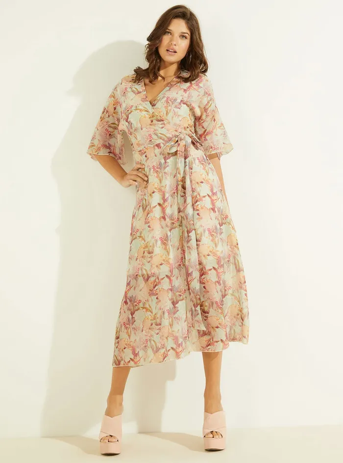 Women Dresses GUESS Miraflores Print Damienne Midi Dress Women Dresses GUESS Miraflores Print Damienne Midi Dress