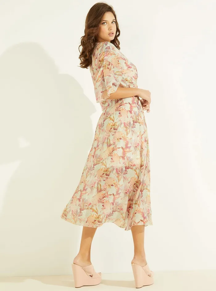 Women Dresses GUESS Miraflores Print Damienne Midi Dress Women Dresses GUESS Miraflores Print Damienne Midi Dress