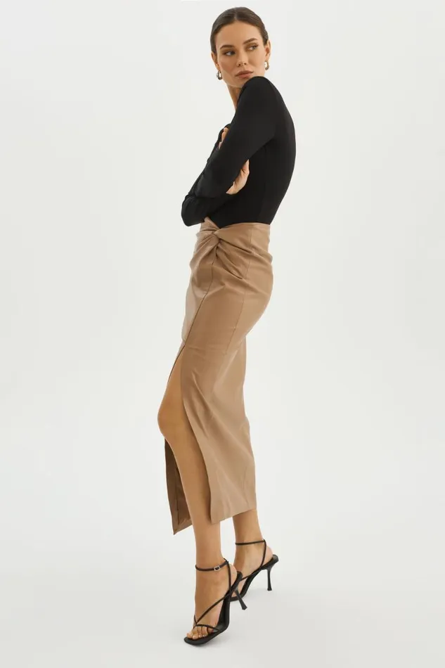 Women EILEEN Faux Leather Maxi Skirt Mocha LAMARQUE Skirts