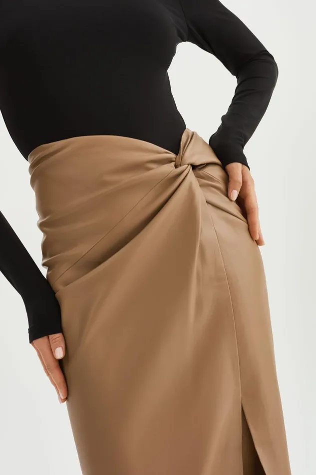 Women EILEEN Faux Leather Maxi Skirt Mocha LAMARQUE Skirts