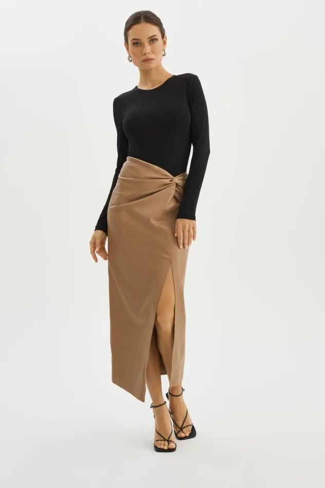 Women EILEEN Faux Leather Maxi Skirt Mocha LAMARQUE Skirts