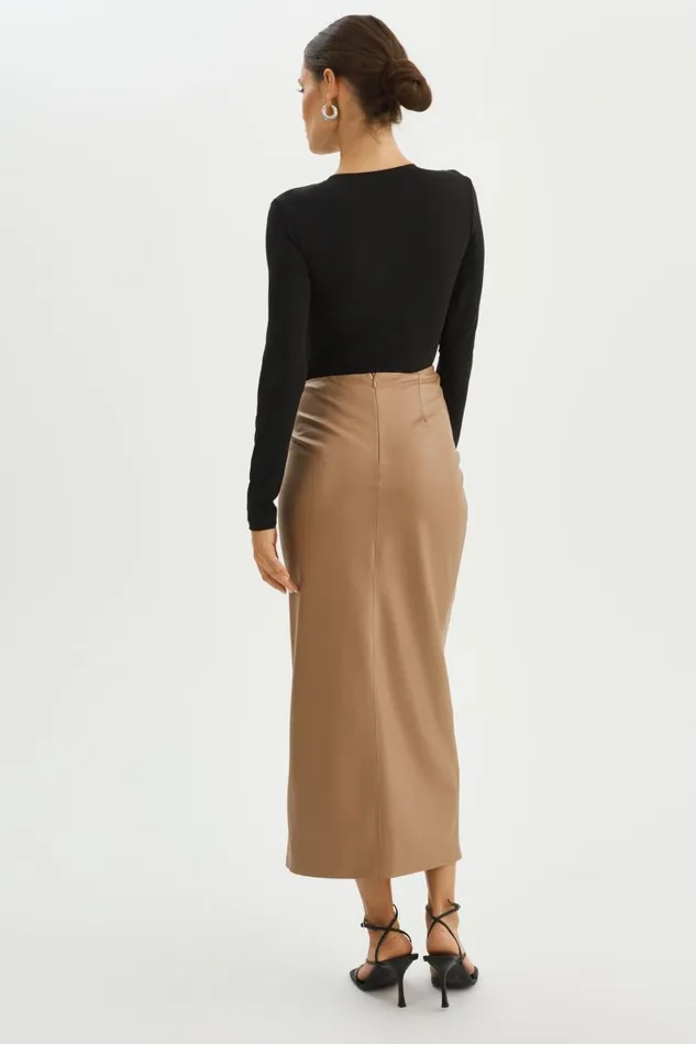 Women EILEEN Faux Leather Maxi Skirt Mocha LAMARQUE Skirts