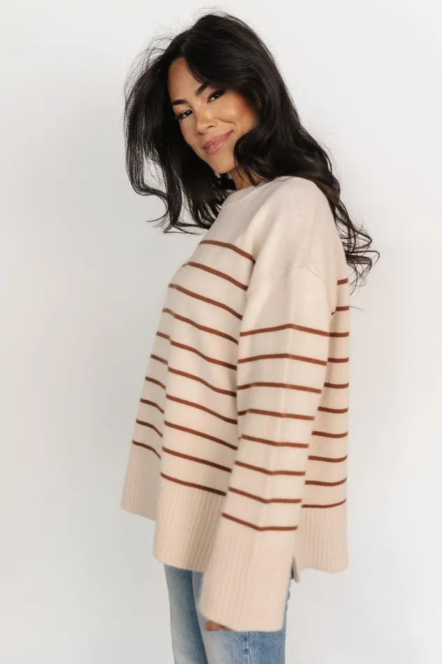 Women Emerson Stripe Knit Sweater Beige Camel Baltic Born Sweaters Women Emerson Stripe Knit Sweater Beige Camel Baltic Born Sweaters