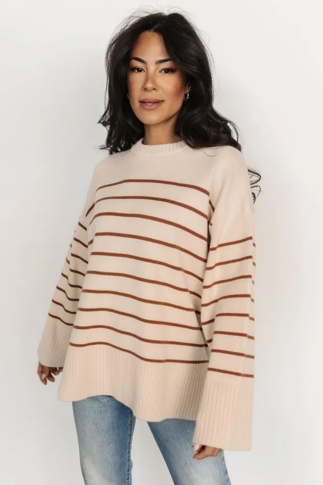 Women Emerson Stripe Knit Sweater Beige Camel Baltic Born Sweaters Women Emerson Stripe Knit Sweater Beige Camel Baltic Born Sweaters