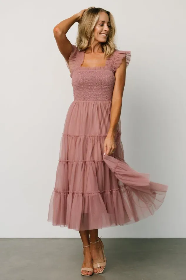 Women Emma Smocked Tulle Dress Dusty Rose Baltic Born Tulle Styles Women Emma Smocked Tulle Dress Dusty Rose Baltic Born Tulle Styles