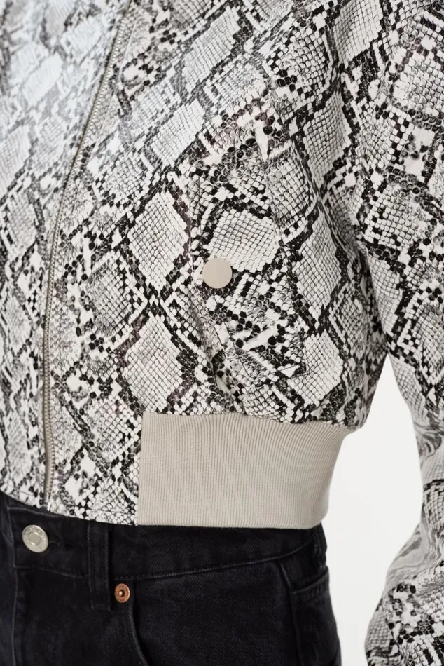 Women EVELIN Faux Leather Cropped Bomber Python Print LAMARQUE Bombers Women EVELIN Faux Leather Cropped Bomber Python Print LAMARQUE Bombers