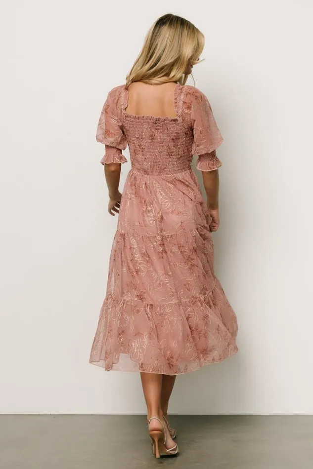 Women Fabian Jacquard Midi Dress Mauve Gold Baltic Born Bump Friendly Women Fabian Jacquard Midi Dress Mauve Gold Baltic Born Bump Friendly