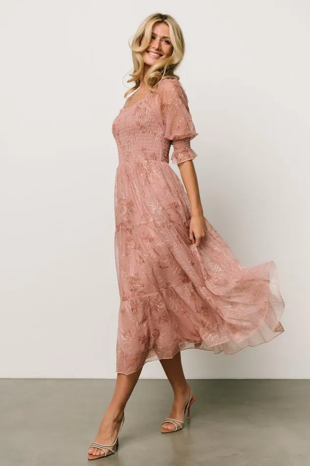 Women Fabian Jacquard Midi Dress Mauve Gold Baltic Born Bump Friendly Women Fabian Jacquard Midi Dress Mauve Gold Baltic Born Bump Friendly