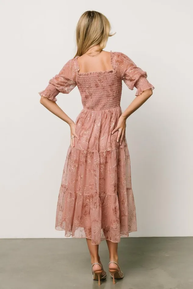 Women Fabian Jacquard Midi Dress Mauve Gold Baltic Born Bump Friendly Women Fabian Jacquard Midi Dress Mauve Gold Baltic Born Bump Friendly
