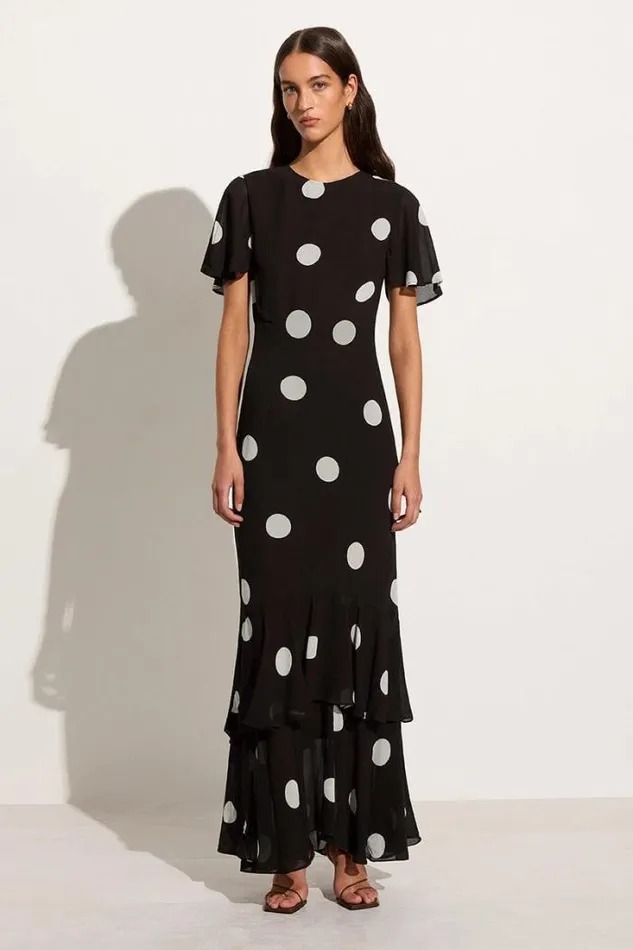 Women Faithfull The Brand Dresses Esperanza Maxi Dress Veia Polka Dot Chocolate