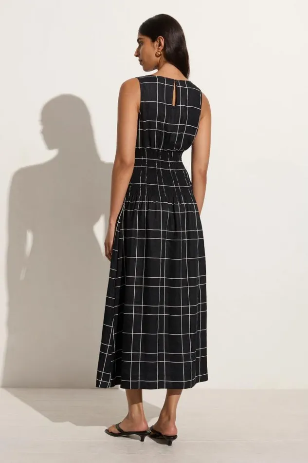 Women Faithfull The Brand Dresses La Canella Midi Dress Letizia Check Black