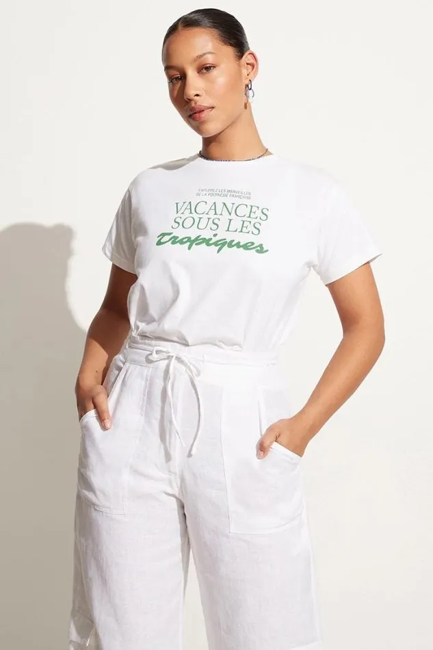 Women Faithfull The Brand Tops En Vacances Tee White Exclusive 8211 Final Sale