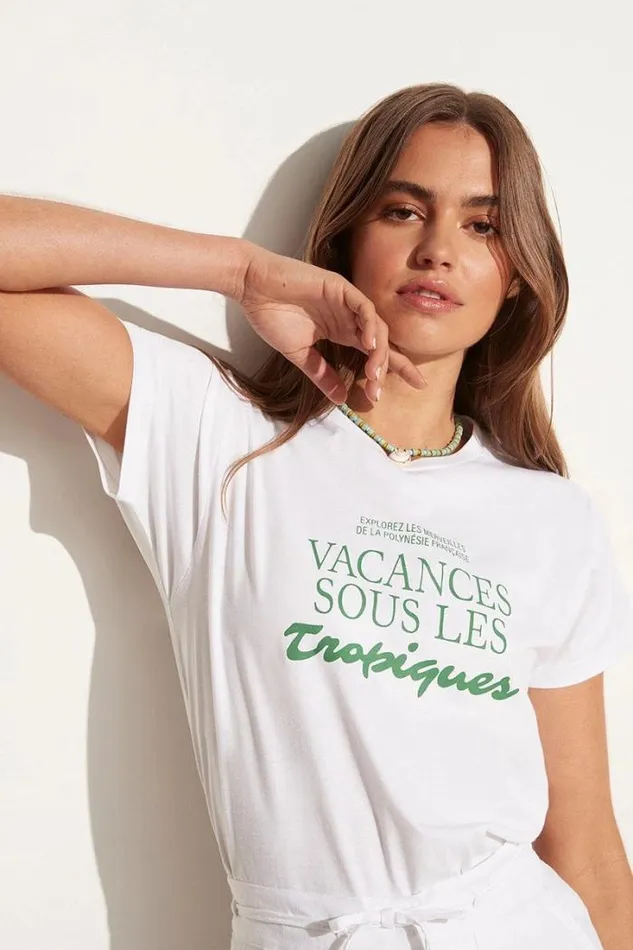Women Faithfull The Brand Tops En Vacances Tee White Exclusive 8211 Final Sale