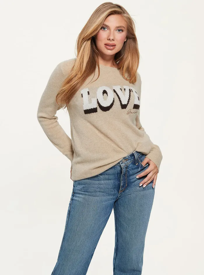 Women Fashion Tops GUESS Eco Beige Juliette Knit Top