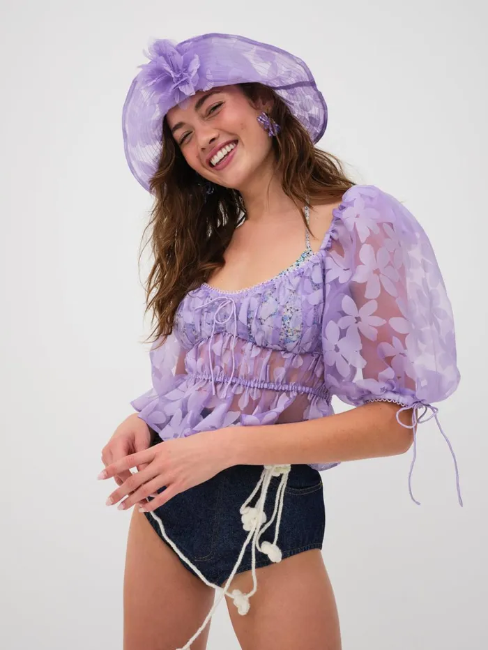 Women Fran Top Purple For Love and Lemons Tops Women Fran Top Purple For Love and Lemons Tops