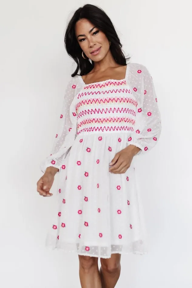 Women Fresca Embroidered Short Dress White Multi Baltic Born Short Dresses Women Fresca Embroidered Short Dress White Multi Baltic Born Short Dresses