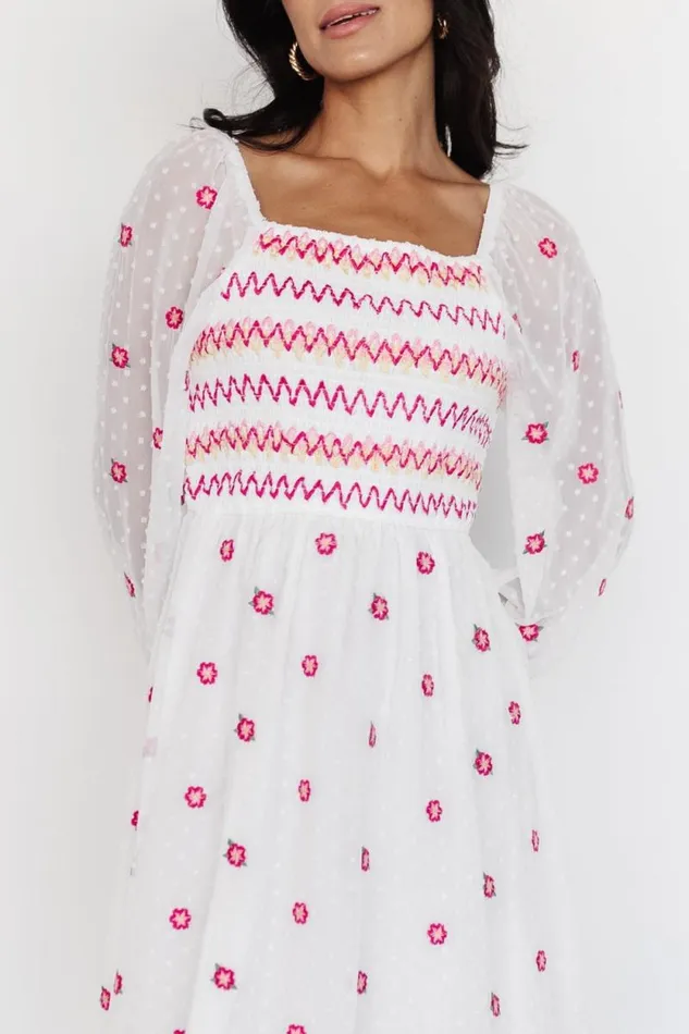 Women Fresca Embroidered Short Dress White Multi Baltic Born Short Dresses Women Fresca Embroidered Short Dress White Multi Baltic Born Short Dresses