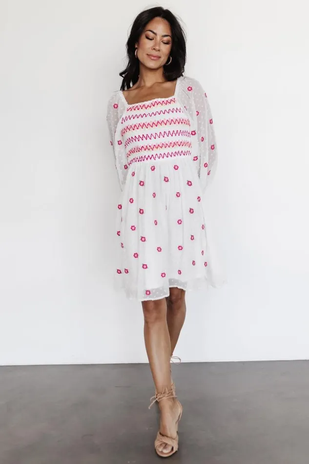 Women Fresca Embroidered Short Dress White Multi Baltic Born Short Dresses Women Fresca Embroidered Short Dress White Multi Baltic Born Short Dresses