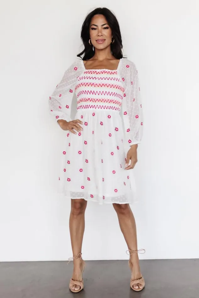 Women Fresca Embroidered Short Dress White Multi Baltic Born Short Dresses Women Fresca Embroidered Short Dress White Multi Baltic Born Short Dresses