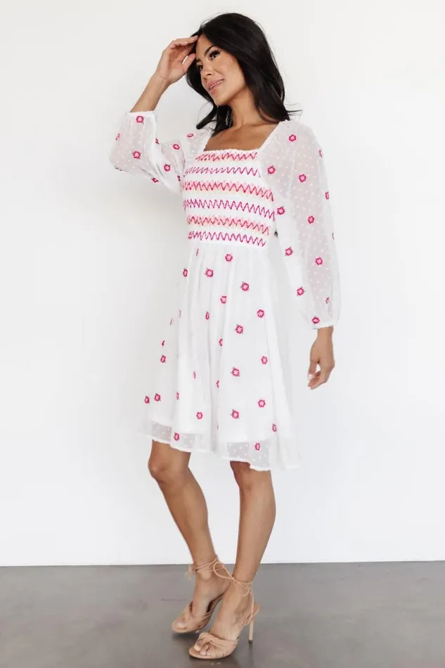 Women Fresca Embroidered Short Dress White Multi Baltic Born Short Dresses Women Fresca Embroidered Short Dress White Multi Baltic Born Short Dresses