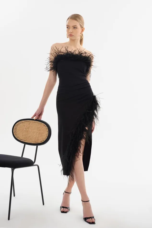 Women FREYA Strapless Midi Dress Black LAMARQUE Dresses