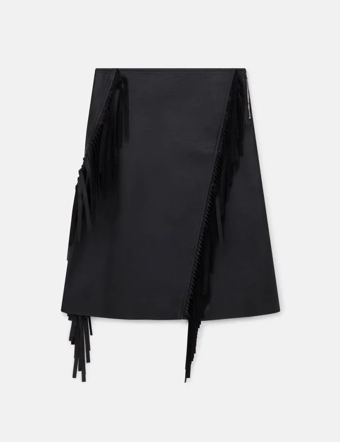Women Fringe Alter Mat Midi Skirt Midnight Black Stella McCartney Skirts