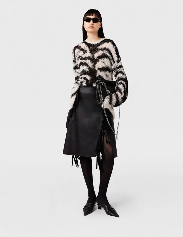 Women Fringe Alter Mat Midi Skirt Midnight Black Stella McCartney Skirts Women Fringe Alter Mat Midi Skirt Midnight Black Stella McCartney Skirts