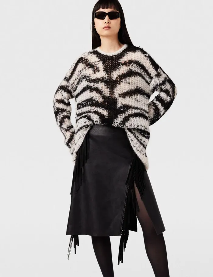 Women Fringe Alter Mat Midi Skirt Midnight Black Stella McCartney Skirts Women Fringe Alter Mat Midi Skirt Midnight Black Stella McCartney Skirts