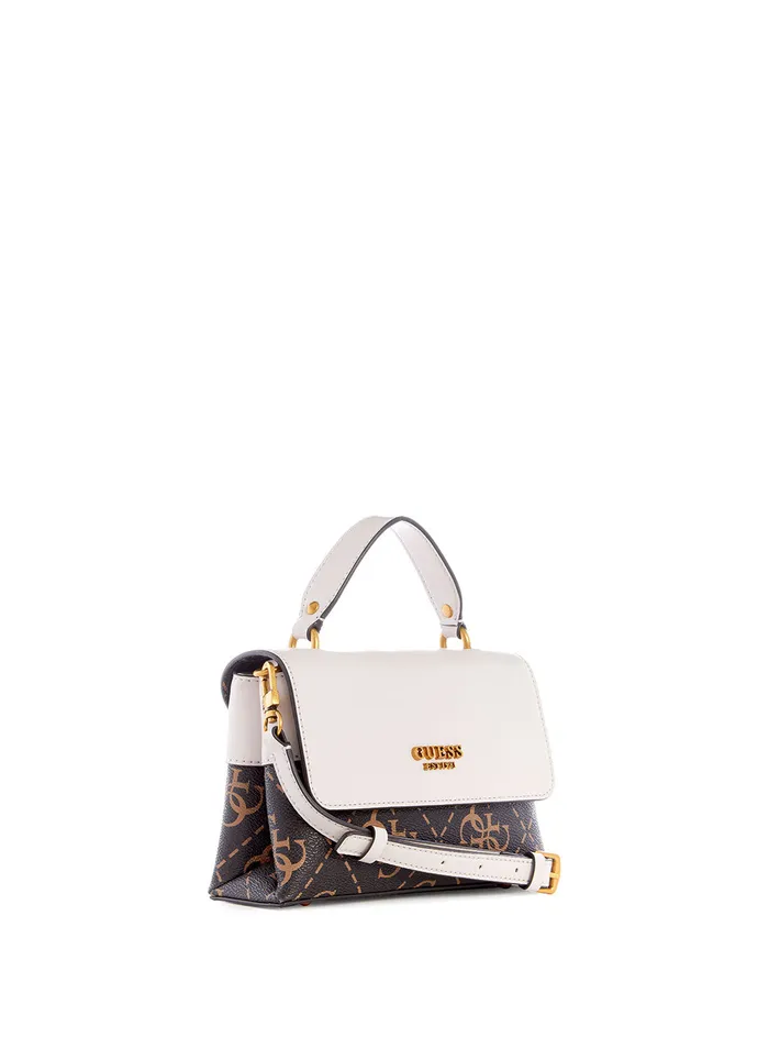 Women Half Flap GUESS Brown Logo Berta Mini Crossbody Bag