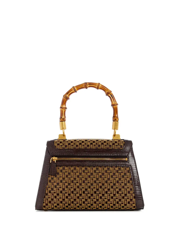 Women Half Flap GUESS Brown Logo Stephi Bamboo Crossbody Bag Women Half Flap GUESS Brown Logo Stephi Bamboo Crossbody Bag