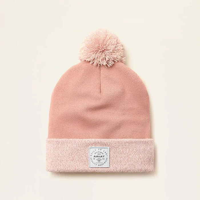 Women Hats and Caps Ariat Pom Watch Cap Burlwoodnatural