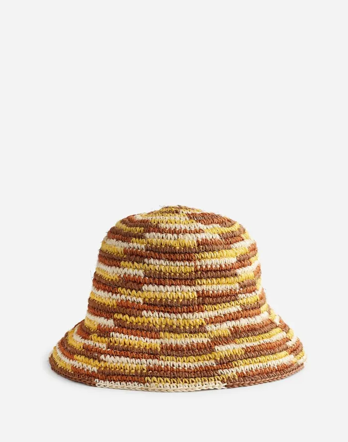 Women Hats Madewell MINGA Crocheted Striped Bucket Hat Orange Multi