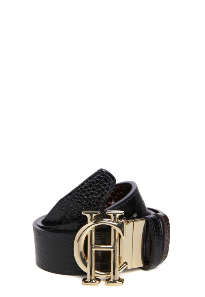 Women HC Classic Belt Reversible Chocolate Black Croc Holland Cooper Belts Women HC Classic Belt Reversible Chocolate Black Croc Holland Cooper Belts