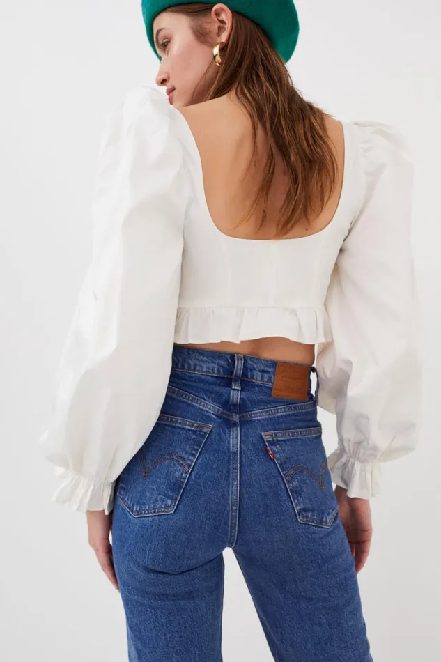 Women Heather Long Sleeve Corset Top White For Love and Lemons Tops Women Heather Long Sleeve Corset Top White For Love and Lemons Tops